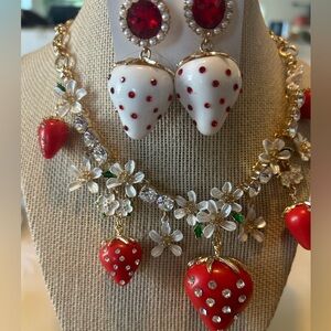 Betsey Johnson Red and White Heart Necklace